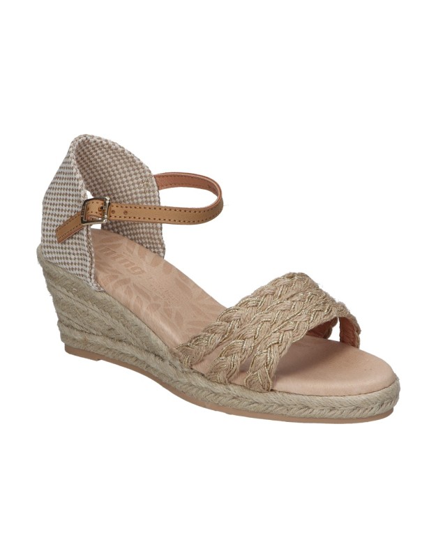 Alpargatas con cuña Mustang 59546 beige para mujer
