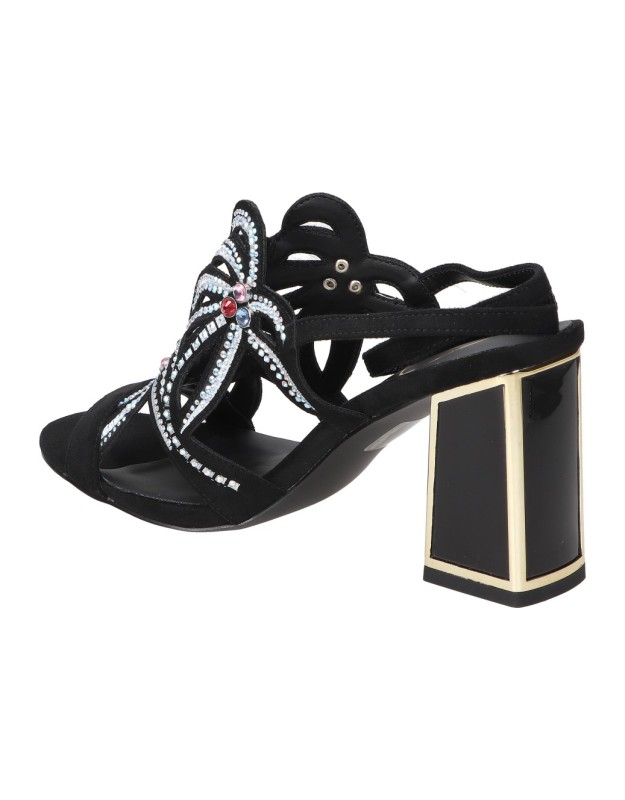 Sandalias de tacón ROCKAWAY 85783D negras con brillos