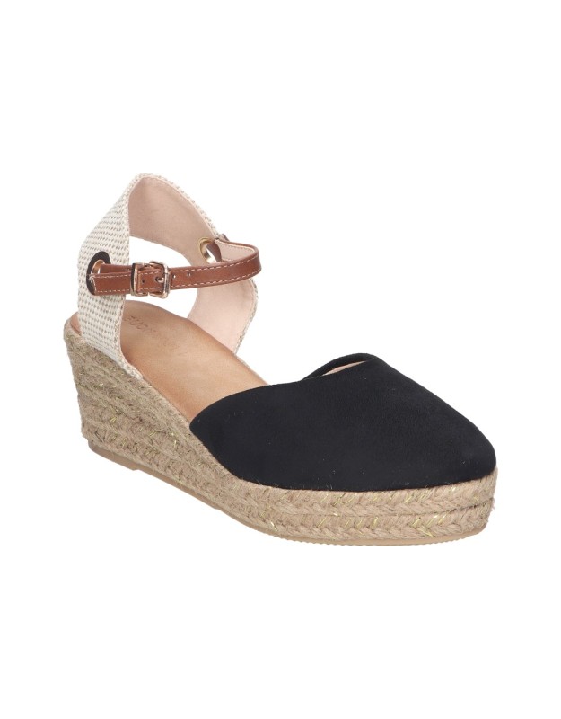 Esparteñas de cuña negras BUONAROTTI A3005