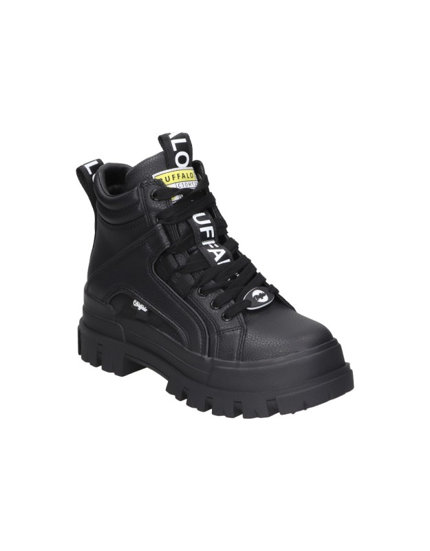 Botines suela track Buffalo Aspha NC Mid negros