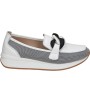 Mocasines de piel para mujer THE HAPPY MONK Vanity 011 blanco y gris