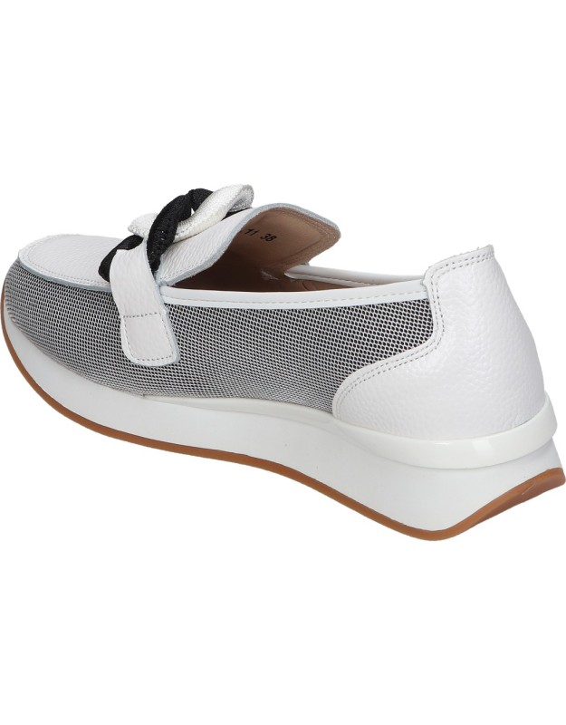 Mocasines de piel para mujer THE HAPPY MONK Vanity 011 blanco y gris