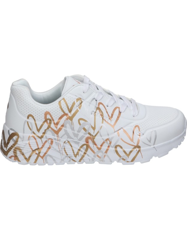 zapatillas para mujer skechers x jgoldcrown uno lite 314067l-wtgd blanco y dorado 37