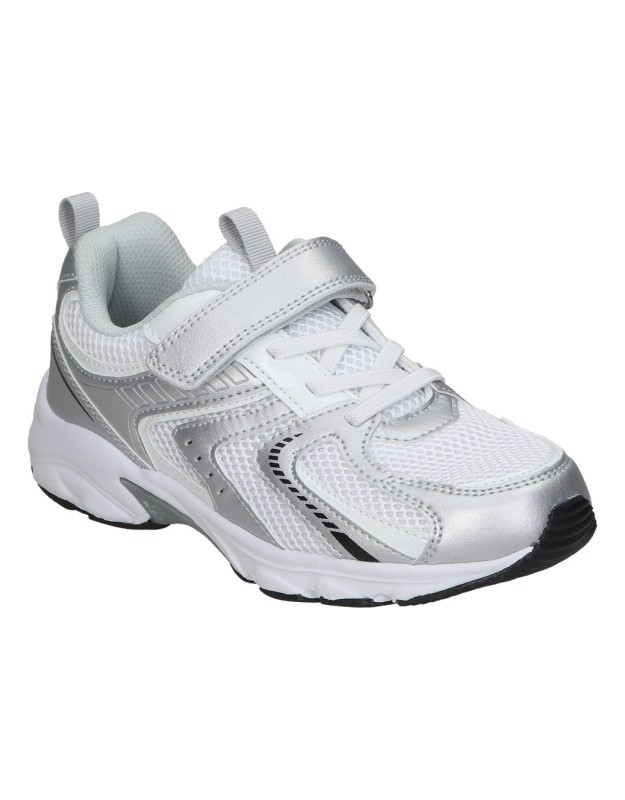 Zapatillas bajas para niña PEKES 7009 blanco y plata