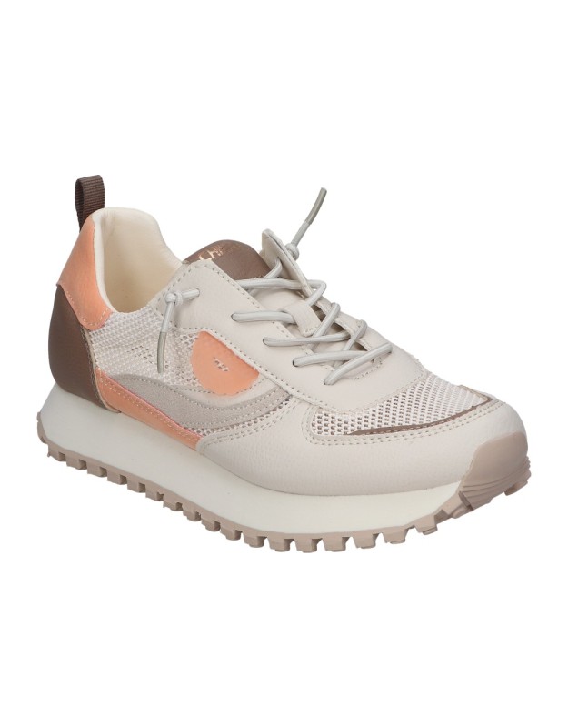 Zapatillas para moda joven CHIKA10 Click 09 beige y coral