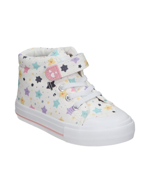 Zapatillas altas para niña ÑAKOS 7040 blanco con dibujos