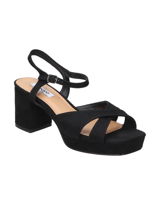 Sandalias de tacón para mujer CHK10 Flora 25 negro