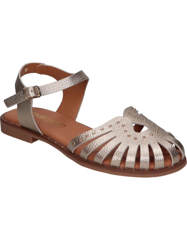 Sandalias para mujer plana CHK10 musaka 14 en dorado