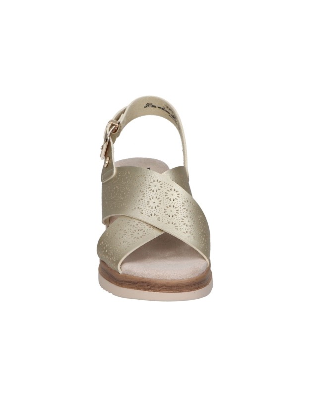 Sandalias con cuña para mujer XTI 143852 color oro