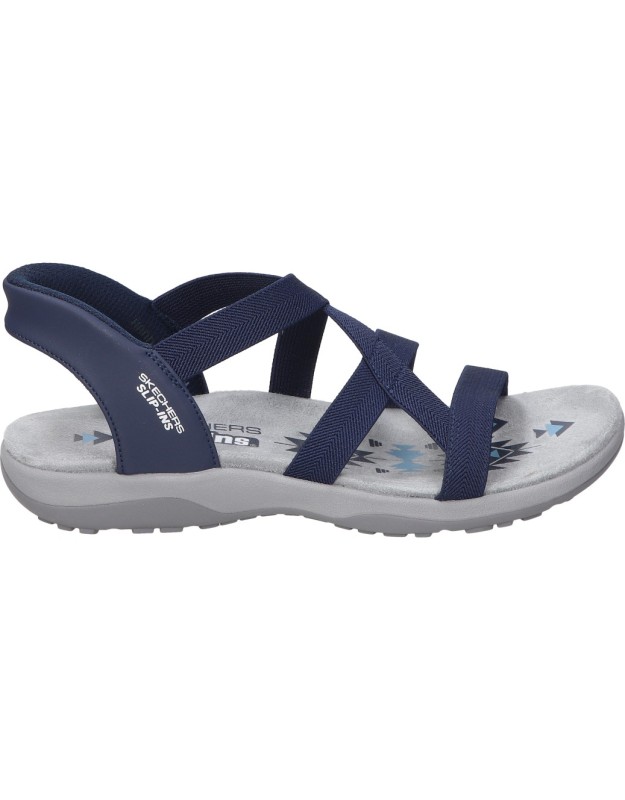 Sandalias para mujer SKECHERS Slip Ins Reggae Slim Stretch Flex 163460-NVY azul marino