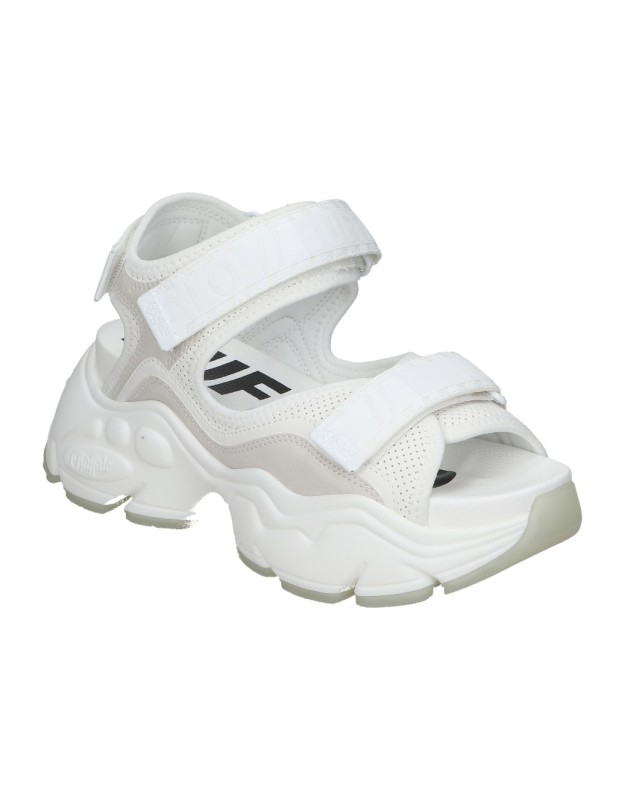 Sandalias veganas con plataforma para moda joven BUFFALO Binary 0 blanco