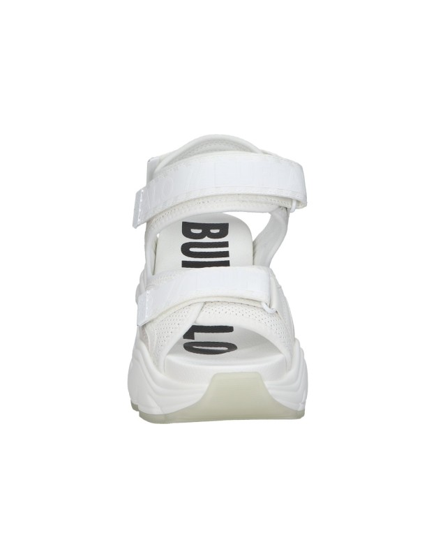 Sandalias veganas con plataforma para moda joven BUFFALO Binary 0 blanco