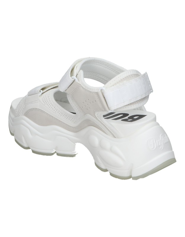 Sandalias veganas con plataforma para moda joven BUFFALO Binary 0 blanco