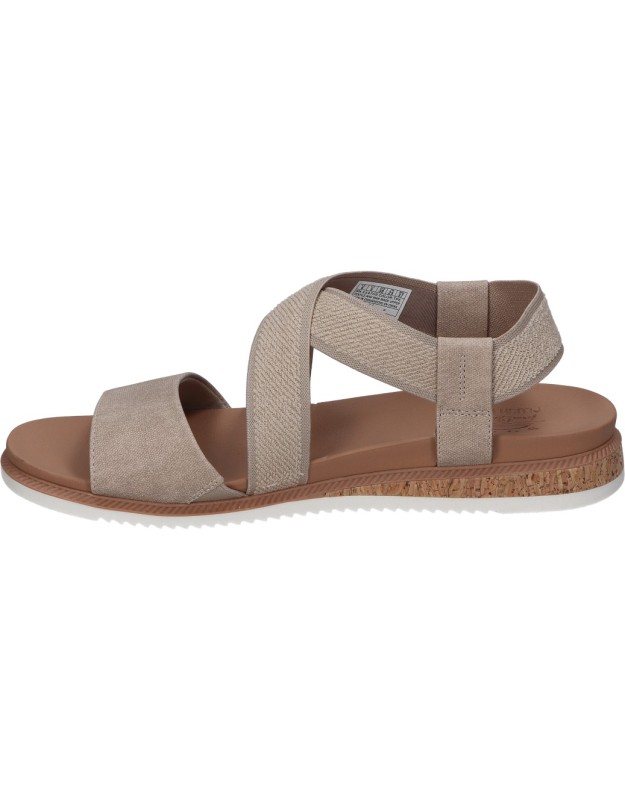 Sandalias veganas con cuña para mujer SKECHERS Bobs Desert Kiss Low 114705-TPE color taupe