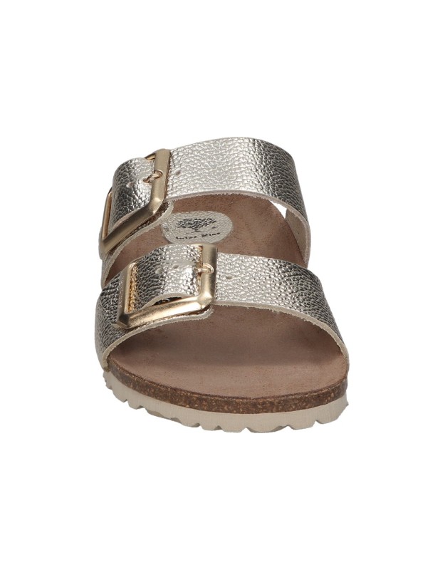 Sandalias de piel para mujer INTERBIOS 7232 color dorado