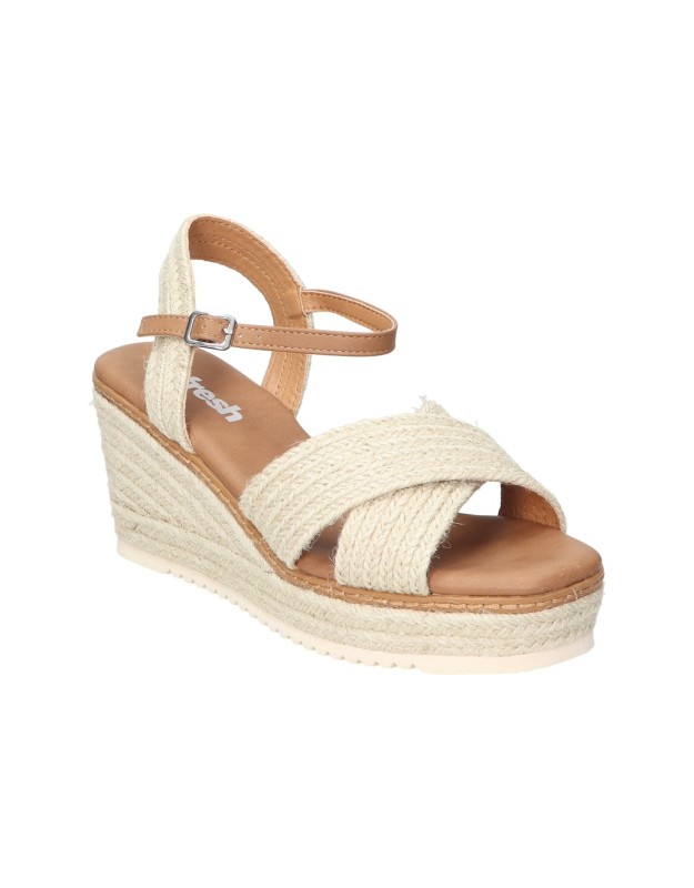 Alpargatas veganas de cuña para mujer REFRESH 171543 beige