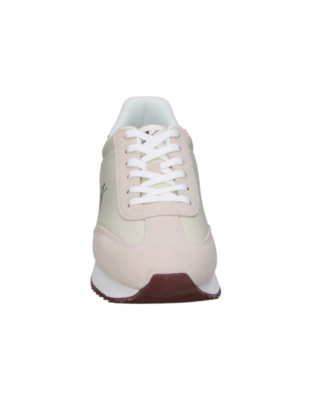 Zapatillas de piel para mujer CALVIN KLEIN W018280HJ beige y rosa