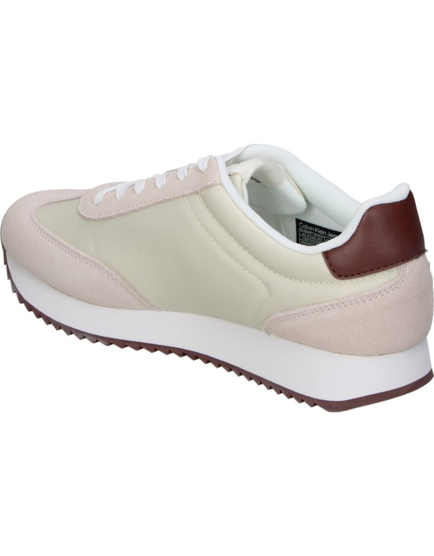 Zapatillas de piel para mujer CALVIN KLEIN W018280HJ beige y rosa
