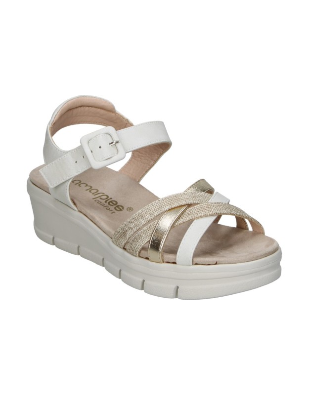 Sandalias con cuña para mujer AMARPIES ABZ26552 blanco