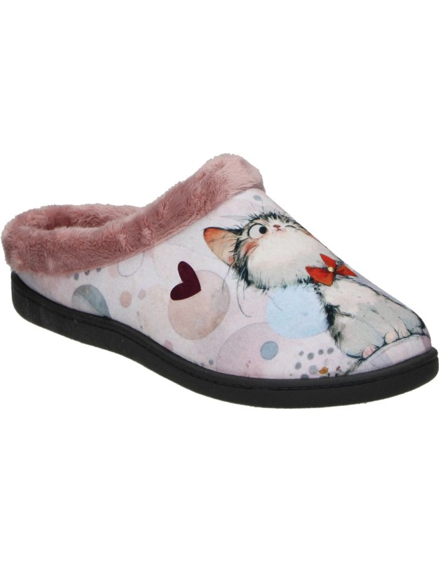Zapatillas de casa para mujer CALZADOS ROAL R12213-GATO blanco