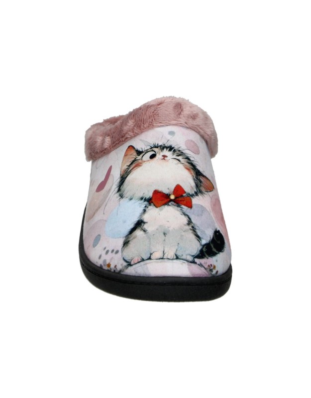 Zapatillas de casa para mujer CALZADOS ROAL R12213-GATO blanco