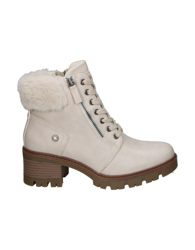 Botines de tacón REFRESH 172911 beige con borreguito