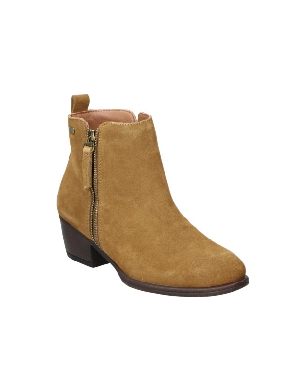 Botines de piel con tacón BONAVENTURE b672-3 en color taupe