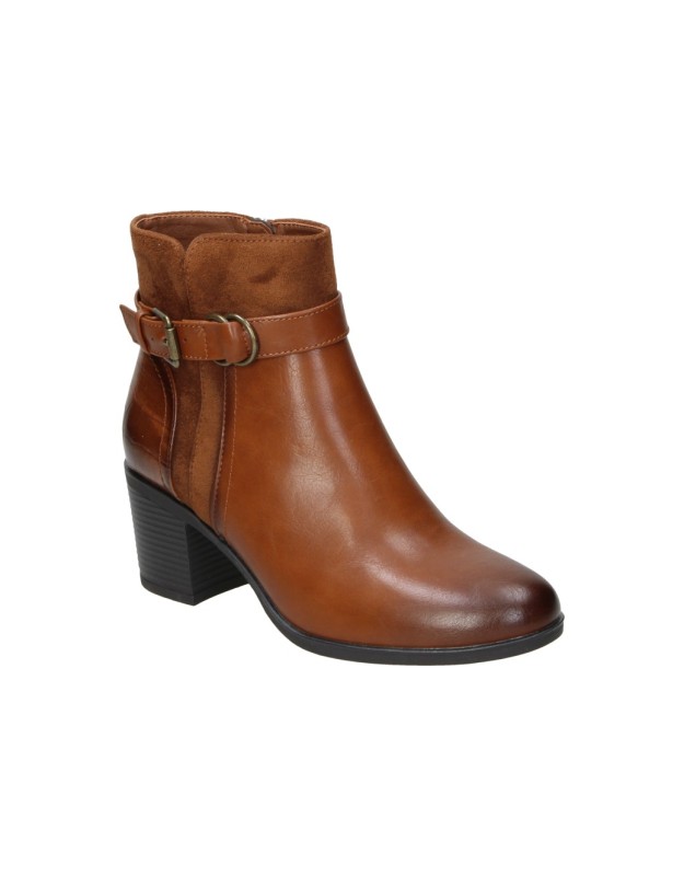 Botines con tacón AMARPIES asy29521 en color cuero para mujer