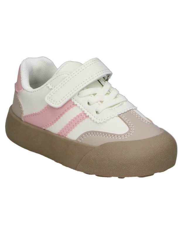 Zapatilla con plataforma ÑAKOS 8010 blanca y rosa para niña