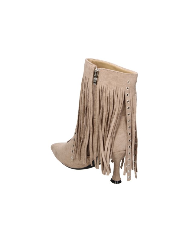 Botines de tacón con flecos BUONAROTTI s5531 en beige
