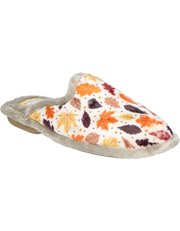 Zapatillas de casa destalonadas COSDAM 4538 beige con hojas