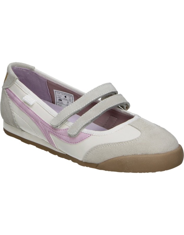 Zapatilla Bailarina Plana con Velcro XTI 145220 en Color Blanco y Rosa para Mujer