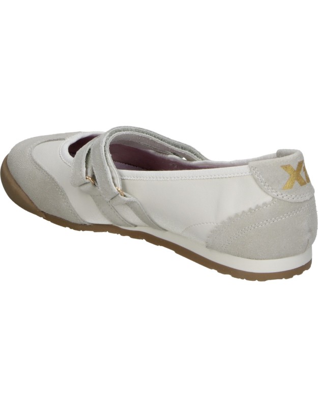 Zapatilla Bailarina Plana con Velcro XTI 145220 en Color Blanco y Rosa para Mujer