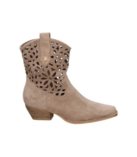 Botines cowboy con tacón en beige BUONAROTTI a5747