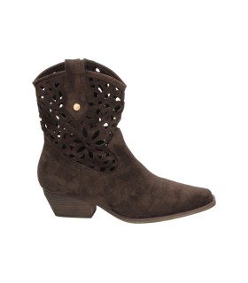 Botines cowboy con tacón en marrón café BUONAROTTI a5747