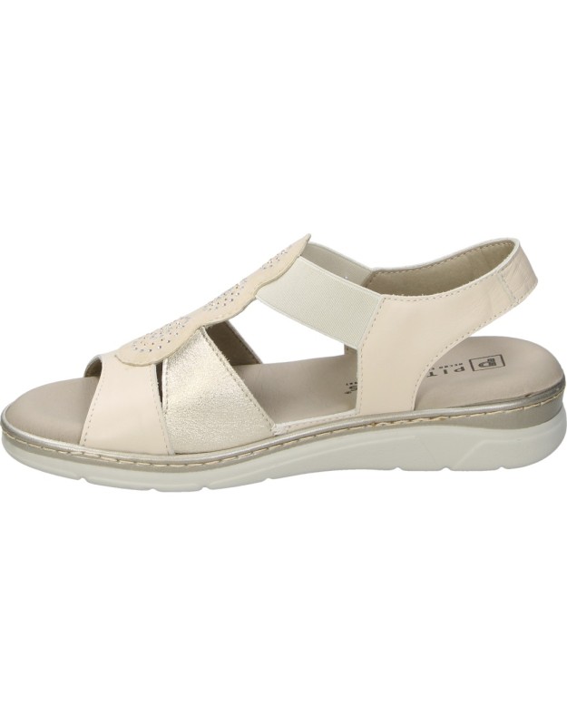 Sandalias de piel con cuña PITILLOS 11002 en crema