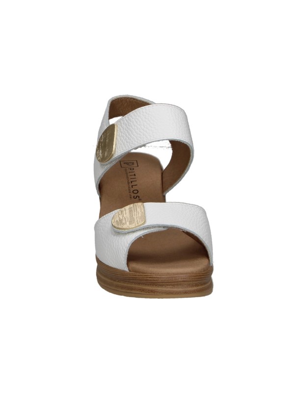 Sandalias de piel con cuña PITILLOS 11054 en color blanco