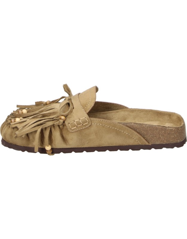 Zuecos con flecos en camel SKYDIVA Hippie para mujer