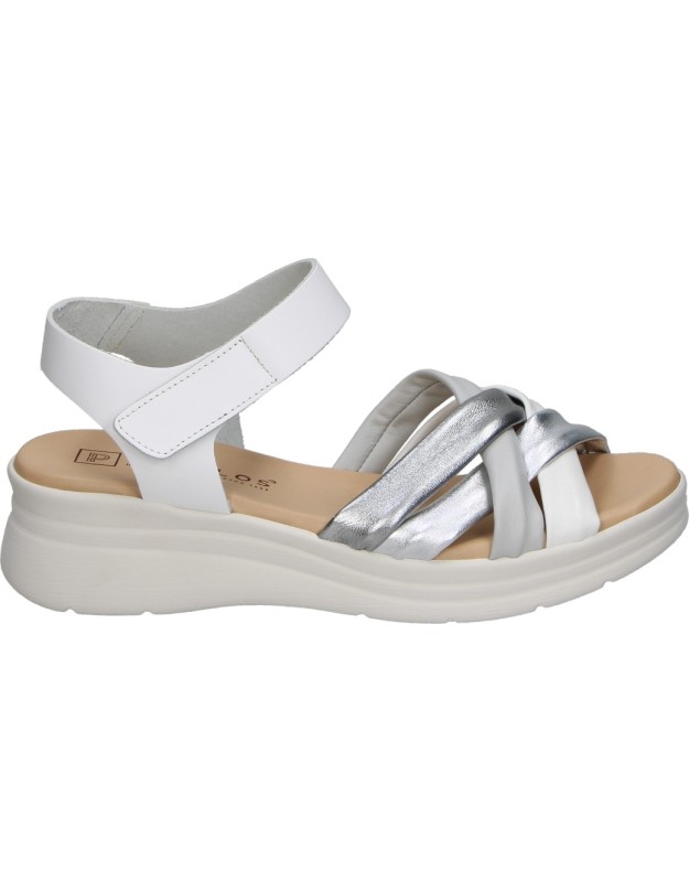 Sandalias con cuña de piel PITILLOS 11290 blancas para mujer