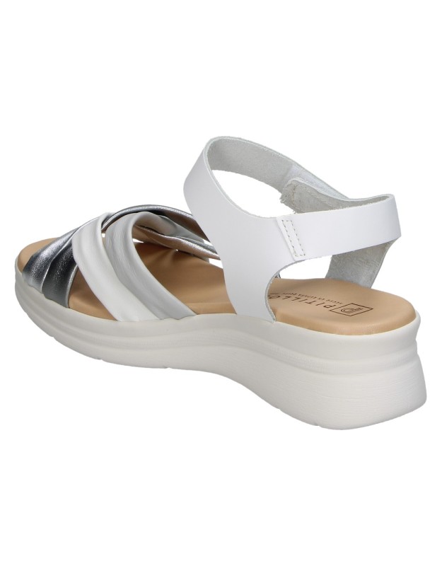 Sandalias con cuña de piel PITILLOS 11290 blancas para mujer