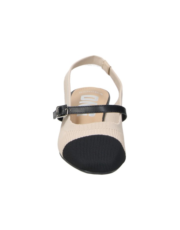 Zapatos con tacón D'Angela DXF28114 beige y negro para mujer