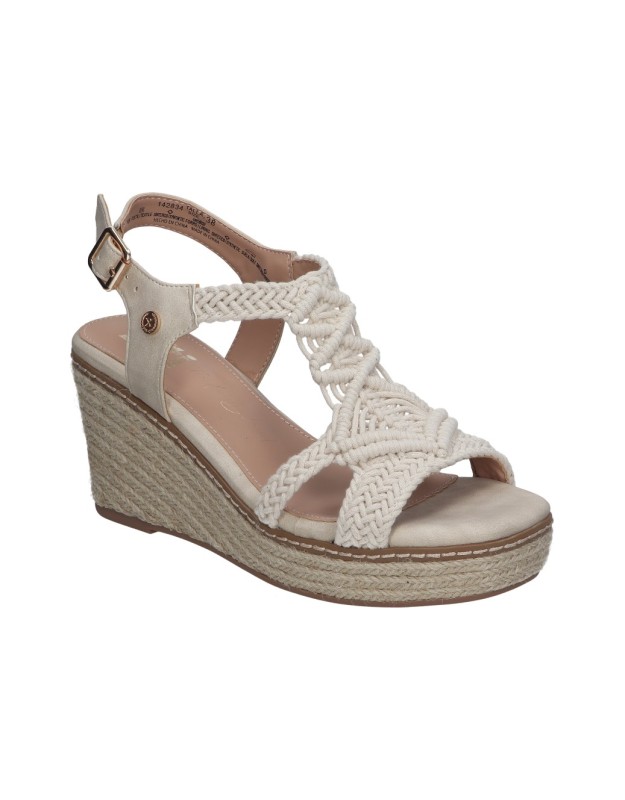 Sandalia de Cuña de Esparto XTI 142834  para Mujer Color Blanco