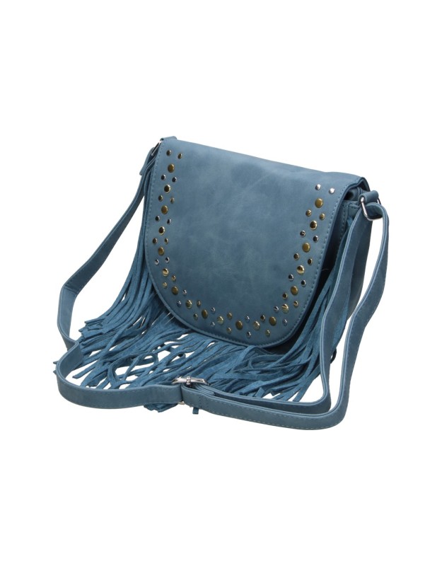 Bolso Bandolera CHENSON XU590 Con Flecos Color Azul para Mujer