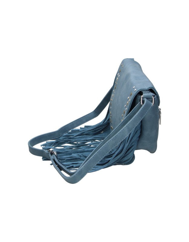 Bolso Bandolera CHENSON XU590 Con Flecos Color Azul para Mujer