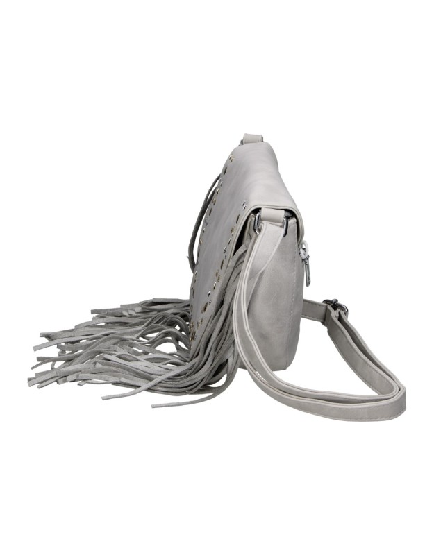 Bolso Bandolera CHENSON XU590 Con Flecos Color Gris para Mujer