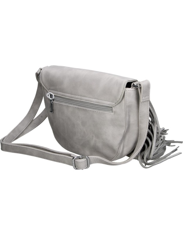 Bolso Bandolera CHENSON XU590 Con Flecos Color Gris para Mujer