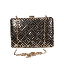 Bolso de Mano MIA LAROUGE yx9165 en Negro y Dorado con Cadena