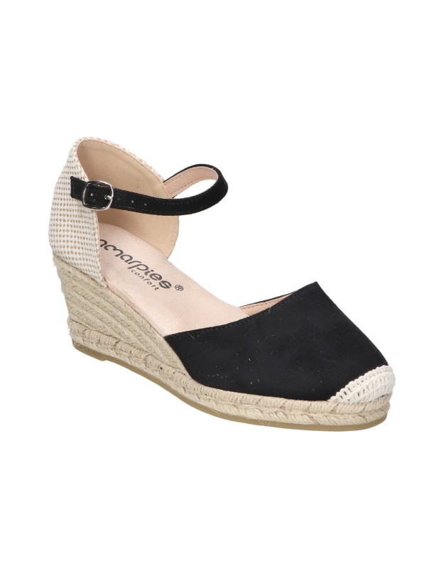 Alpargatas con Cuña AMARPIES acx26484 en Color Negro para Mujer
