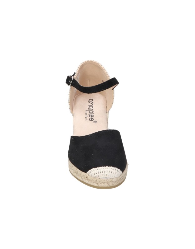 Alpargatas con Cuña AMARPIES acx26484 en Color Negro para Mujer