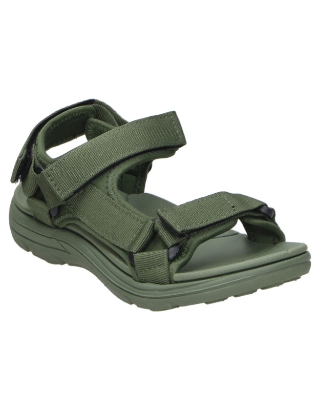 Sandalias PEKES 9017 Color Verde Khaki para Niña con Doble Cierre de Velcro